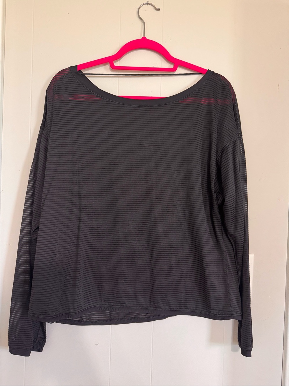 lululemon athletica Black Sheer-Stripe Long Sleeve Tee